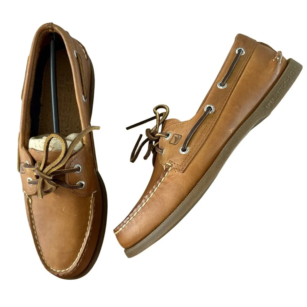 Sperry Authentic Original 2 Eye Boat Shoes Mens 10 Sahara Leather Tan NIB $110